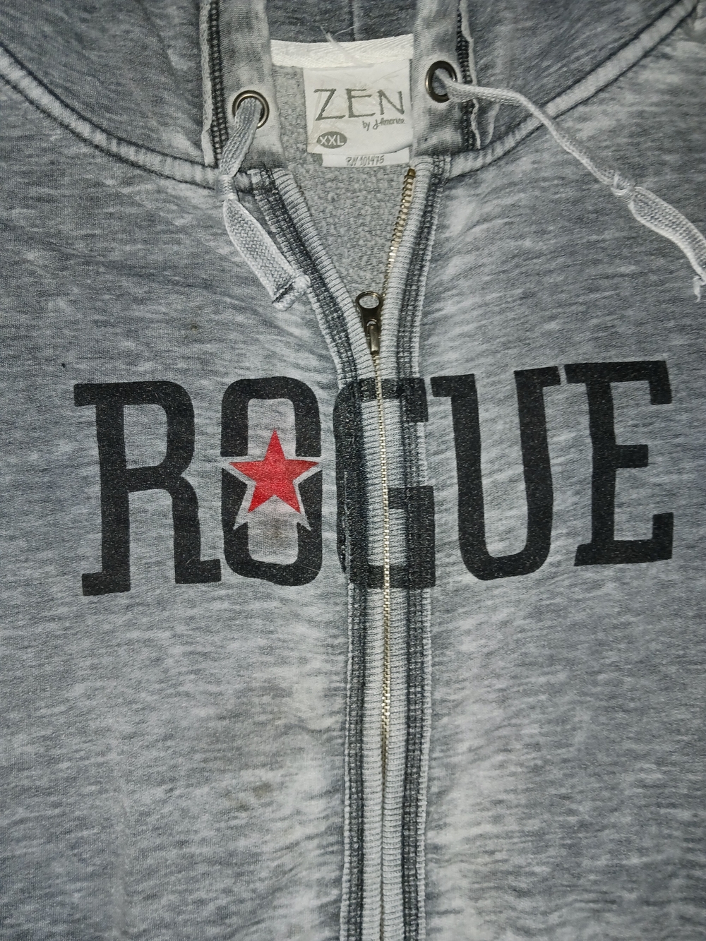Zen Zip-Up Hoodie with Rogue Graphic and Red Star